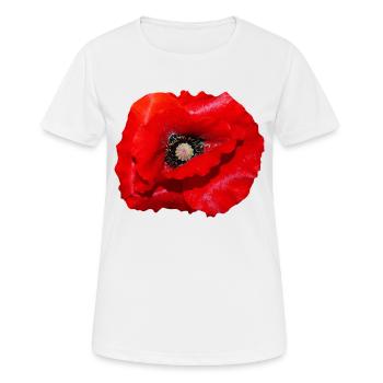 Mohn - Frauen T-Shirt atmungsaktiv - Weiß - Vorne - AI Model Female 172 dark (172cm)