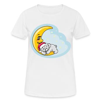 Schlafender Teddybär auf dem Mond - Frauen T-Shirt atmungsaktiv - Weiß - Vorne - AI Model Female 172 dark (172cm)