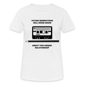 Audio Tape Stift Pencil Relationship - Frauen T-Shirt atmungsaktiv - Weiß - Vorne - AI Model Female 172 dark (172cm)