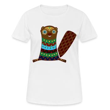 Biber - Frauen T-Shirt atmungsaktiv - Weiß - Vorne - AI Model Female 172 dark (172cm)