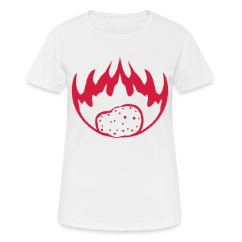 flammen brennende kartoffel feuer heiss essen leck - Frauen T-Shirt atmungsaktiv - Weiß - Vorne - AI Model Female 172 dark (172cm)