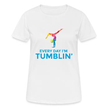 Handstand Turnen Gymnastik Spruch lustig Geschenk - Frauen T-Shirt atmungsaktiv - Weiß - Vorne - AI Model Female 172 dark (172cm)