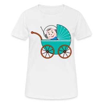 Kinderwagen / Buggy / Baby - Frauen T-Shirt atmungsaktiv - Weiß - Vorne - AI Model Female 172 dark (172cm)