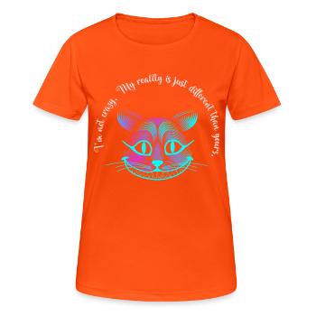 Grinsekatze - Frauen T-Shirt atmungsaktiv - Neonorange - Vorne - AI Model Female 172 dark (172cm)