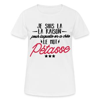 pétasse , T-shirt humour - T-shirt respirant Femme - blanc - Devant - AI Model Female 172 dark (172cm)