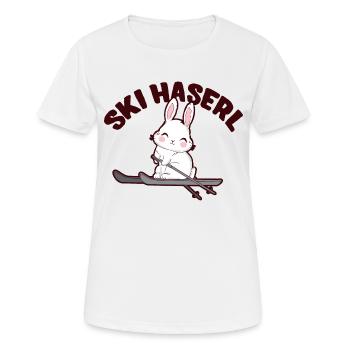Skifahrerin Skihase Skihasen Skihaserl Skihäschen - Frauen T-Shirt atmungsaktiv - Weiß - Vorne - AI Model Female 172 dark (172cm)