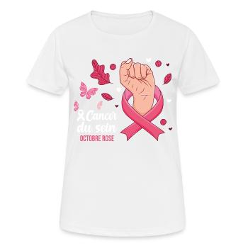 Octobre Rose Cancer du Sein Ruban Cadeau - T-shirt respirant Femme - blanc - Devant - AI Model Female 172 dark (172cm)