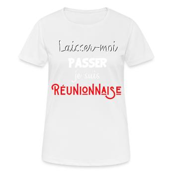 laisse-moi passer je suis réunionnaise - T-shirt respirant Femme - blanc - Devant - AI Model Female 172 dark (172cm)