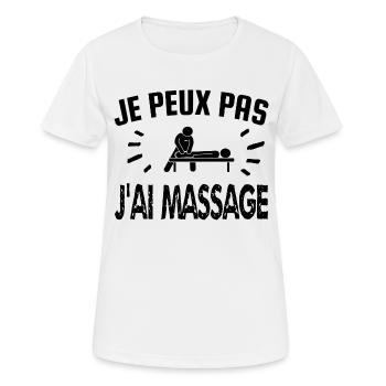 je peux pas j'ai massage - T-shirt respirant Femme - blanc - Devant - AI Model Female 172 dark (172cm)