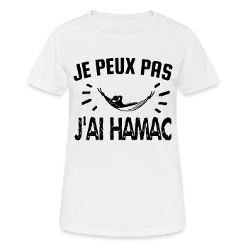 je peux pas j'ai hamac - T-shirt respirant Femme - blanc - Devant - AI Model Female 172 dark (172cm)