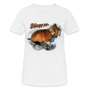 SleepyPup - Frauen T-Shirt atmungsaktiv - Weiß - Vorne - AI Model Female 172 dark (172cm)