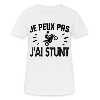 je peux pas j'ai stunt - T-shirt respirant Femme - blanc - Devant - AI Model Female 172 dark (172cm)