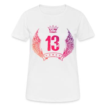 13 Zahl Krone - Frauen T-Shirt atmungsaktiv - Weiß - Vorne - AI Model Female 172 dark (172cm)