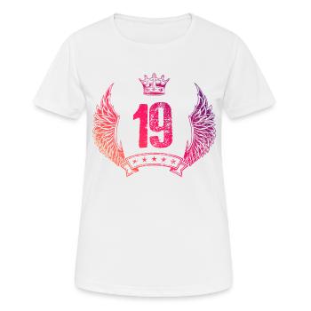 19 Zahl Krone - Frauen T-Shirt atmungsaktiv - Weiß - Vorne - AI Model Female 172 dark (172cm)
