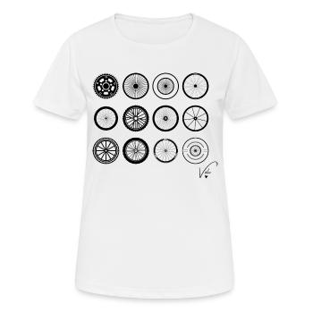 roues de vélo - T-shirt respirant Femme - blanc - Devant - AI Model Female 172 dark (172cm)