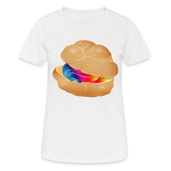 Illustration d’une bouffée à la crème colorée - T-shirt respirant Femme - blanc - Devant - AI Model Female 172 dark (172cm)