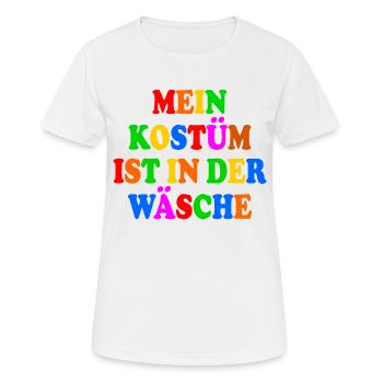 mein kostüm ist in der wäsche - Frauen T-Shirt atmungsaktiv - Weiß - Vorne - AI Model Female 172 dark (172cm)