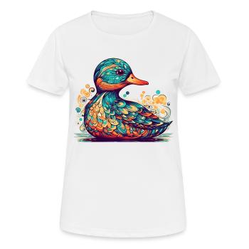 Ein schönes Entlein oder ist es doch ein Erpel? - Frauen T-Shirt atmungsaktiv - Weiß - Vorne - AI Model Female 172 dark (172cm)