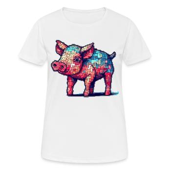 Mignon petit porcelet au look 8 bits - T-shirt respirant Femme - blanc - Devant - AI Model Female 172 dark (172cm)