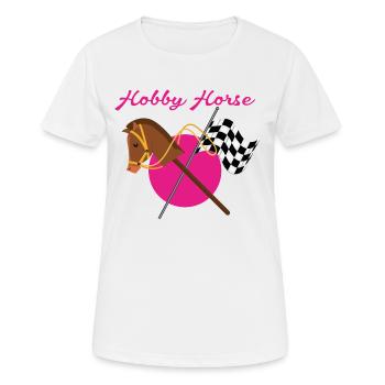 Hobby Horse hobby horse et drapeau à damier - T-shirt respirant Femme - blanc - Devant - AI Model Female 172 dark (172cm)