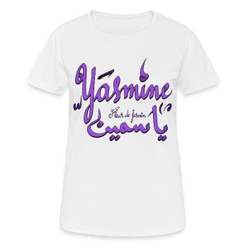 Tee -shirt prénom arabe Yasmine et sa définition - T-shirt respirant Femme - blanc - Devant - AI Model Female 172 dark (172cm)