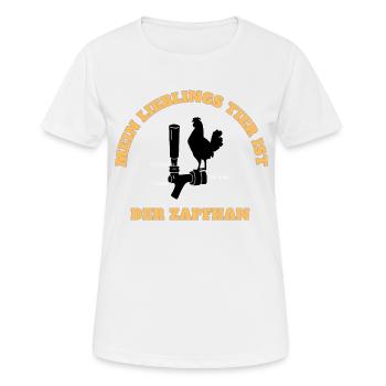 Der Zapfhahn- Aufdruck - Humor Bier - Frauen T-Shirt atmungsaktiv - Weiß - Vorne - AI Model Female 172 dark (172cm)