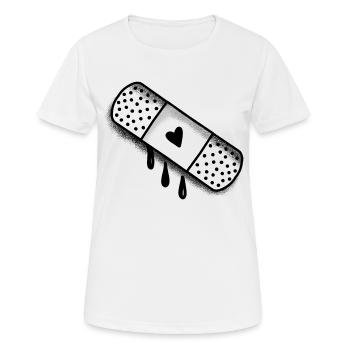 Pansement en plâtre collant avec un cœur d’amour - T-shirt respirant Femme - blanc - Devant - AI Model Female 172 dark (172cm)