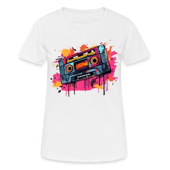 Kassetten Design der 80er & 90er Jahre Musik Motiv - Frauen T-Shirt atmungsaktiv - Weiß - Vorne - AI Model Female 172 dark (172cm)