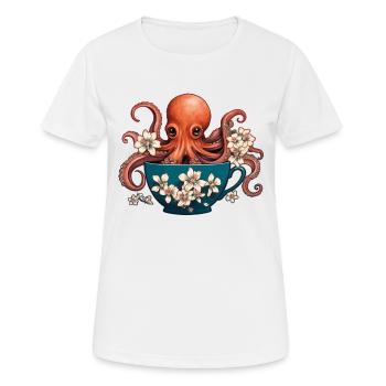 Lustiger Oktopus - Frauen T-Shirt atmungsaktiv - Weiß - Vorne - AI Model Female 172 dark (172cm)