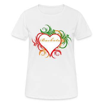 Bachata im Herzschmuck - Frauen T-Shirt atmungsaktiv - Weiß - Vorne - AI Model Female 172 dark (172cm)