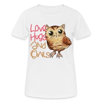 Amour, câlins et hiboux oiseau nocturne oiseau nocturne - T-shirt respirant Femme - blanc - Devant - AI Model Female 172 dark (172cm)