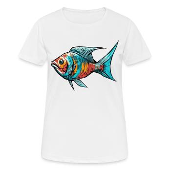 Colorful Graffiti Fish - Women's Breathable T-Shirt - white - Front - AI Model Female 172 dark (172cm)