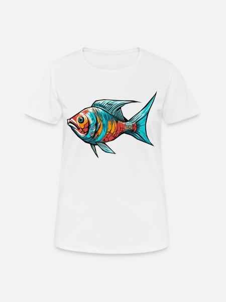 Poisson Graffiti coloré - T-shirt respirant Femme - blanc