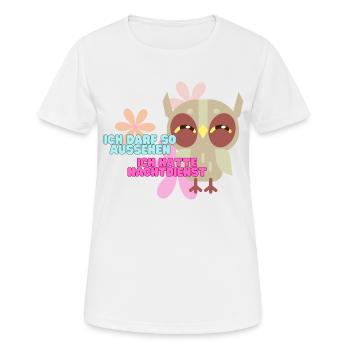 Pflegekraft Nachtdienst, Nachteule - Frauen T-Shirt atmungsaktiv - Weiß - Vorne - AI Model Female 172 dark (172cm)