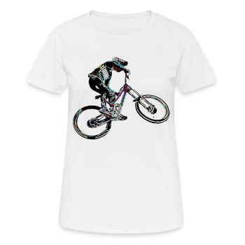 MTB MTB bergab - Frauen T-Shirt atmungsaktiv - Weiß - Vorne - AI Model Female 172 dark (172cm)