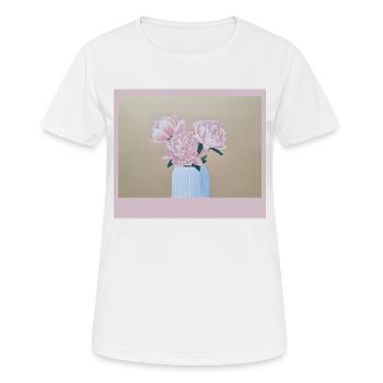240608 Pfingstrosen 4 - Frauen T-Shirt atmungsaktiv - Weiß - Vorne - AI Model Female 172 dark (172cm)