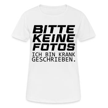 bitte keine fotos - Frauen T-Shirt atmungsaktiv - Weiß - Vorne - AI Model Female 172 dark (172cm)
