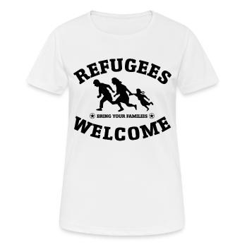 Refugees Welcome (versch. Farben) - Frauen T-Shirt atmungsaktiv - Weiß - Vorne - AI Model Female 172 dark (172cm)