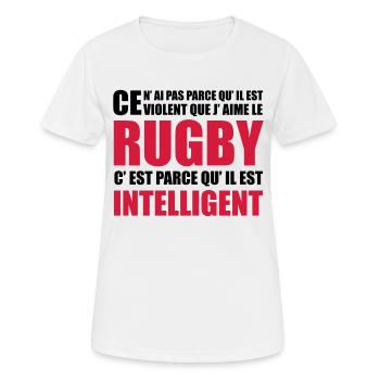 rugby - Frauen T-Shirt atmungsaktiv - Weiß - Vorne - AI Model Female 172 dark (172cm)