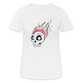 Burning skull1 - Women's Breathable T-Shirt - white - Front - AI Model Female 172 dark (172cm)