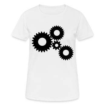 Zahnräder/Getriebe/Gear - Frauen T-Shirt atmungsaktiv - Weiß - Vorne - AI Model Female 172 dark (172cm)