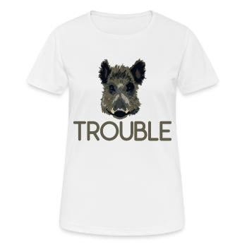 Trouble Wildschwein - Frauen T-Shirt atmungsaktiv - Weiß - Vorne - AI Model Female 172 dark (172cm)