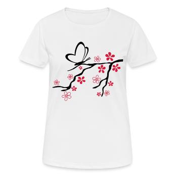 Liebe - Schmetterling Herz Zweig - Frauen T-Shirt atmungsaktiv - Weiß - Vorne - AI Model Female 172 dark (172cm)