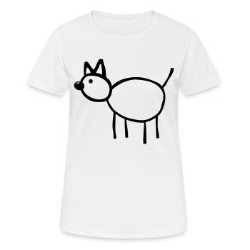 Skizze Strichzeichnung Zeichnung Kinderbild Hund - Frauen T-Shirt atmungsaktiv - Weiß - Vorne - AI Model Female 172 dark (172cm)