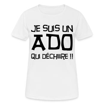 adolescent / enfant / ado / adolescente - T-shirt respirant Femme - blanc - Devant - AI Model Female 172 dark (172cm)