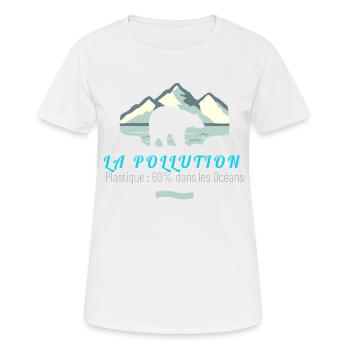 LA POLLUTION - T-shirt respirant Femme - blanc - Devant - AI Model Female 172 dark (172cm)
