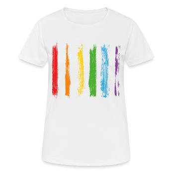 Farbe Klecks Spritzer Maler Geschenk bunt Linie - Frauen T-Shirt atmungsaktiv - Weiß - Vorne - AI Model Female 172 dark (172cm)