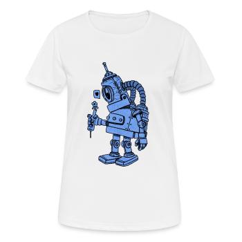 Roboter in Liebe blau - Frauen T-Shirt atmungsaktiv - Weiß - Vorne - AI Model Female 172 dark (172cm)