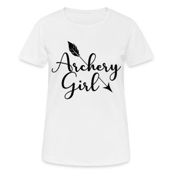 Fille de tir à l'arc Flèche de tir à l'arc - T-shirt respirant Femme - blanc - Devant - AI Model Female 172 dark (172cm)