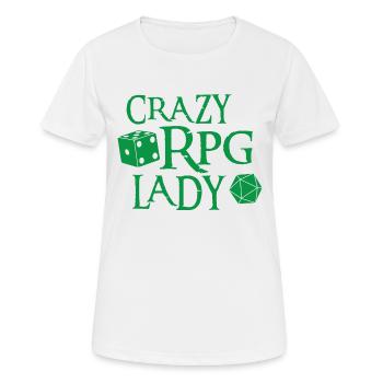 Verrückte RPG-Dame mit Würfeln - Frauen T-Shirt atmungsaktiv - Weiß - Vorne - AI Model Female 172 dark (172cm)